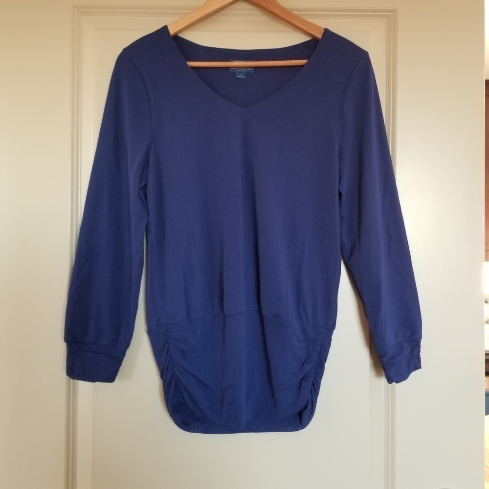 Pendleton Royal Blue Blouse Cinched Waist Sz Large